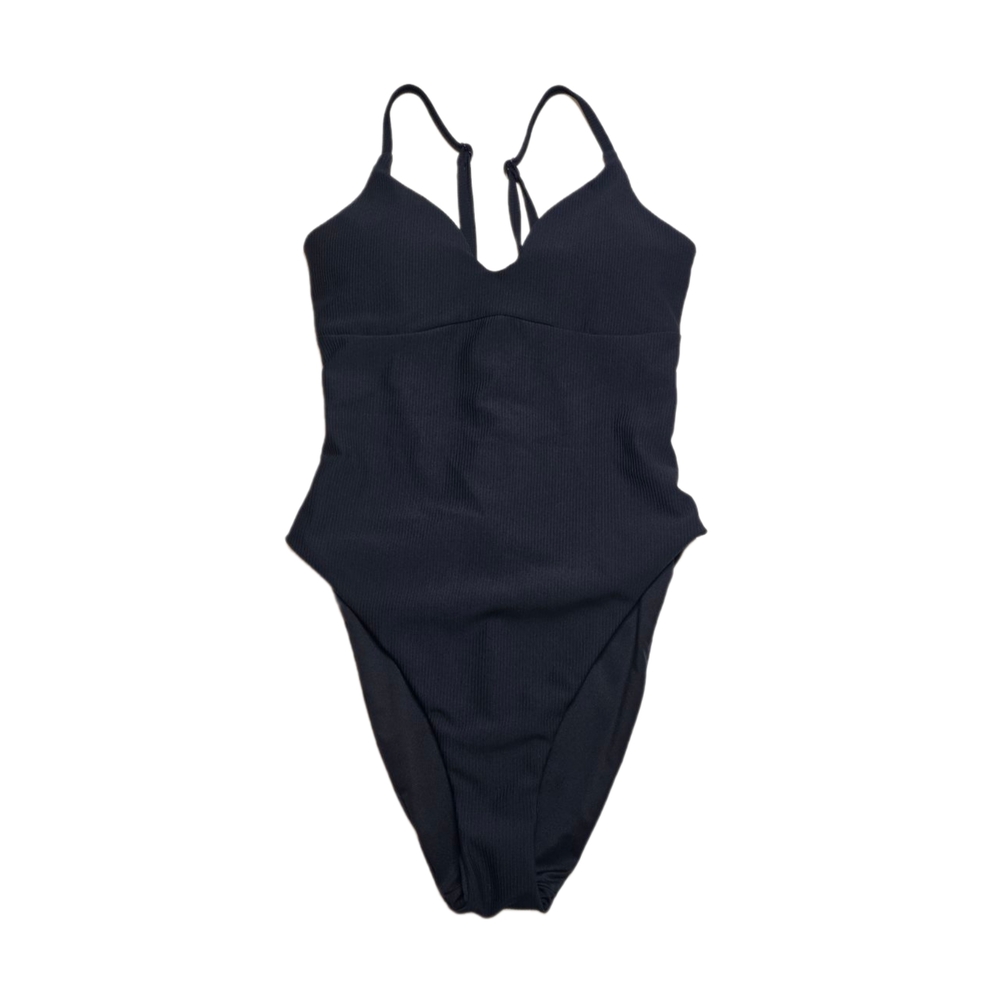 M Eplphany La Minimalist Chic Ribbed High Cut Lace Up Back One Piece